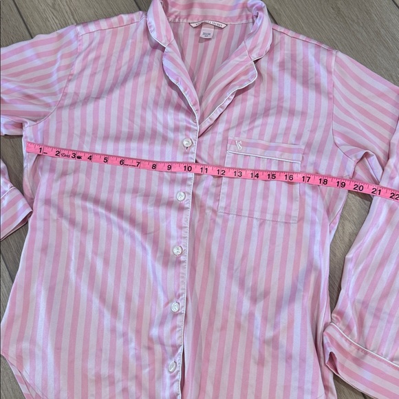 Y2K Classic Victorias Secret Pink & White Satin Pajama Set Sz S Loungewear - Picture 5 of 13